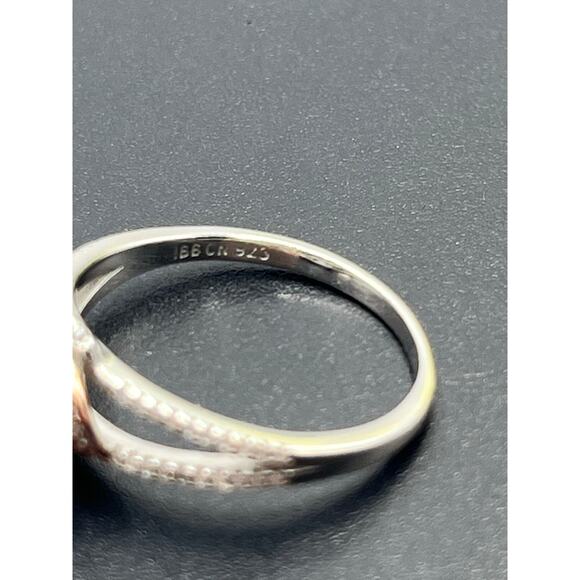 IBB CN 925 Rose Gold Vermeil CZ Two‎ Tone Floral Love Knot Ring Sz 8 - Picture 6 of 8